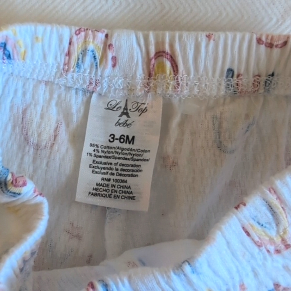 le top bebe crinkle boho rainbow print footed pants 3-6 months baby girl - Picture 4 of 5